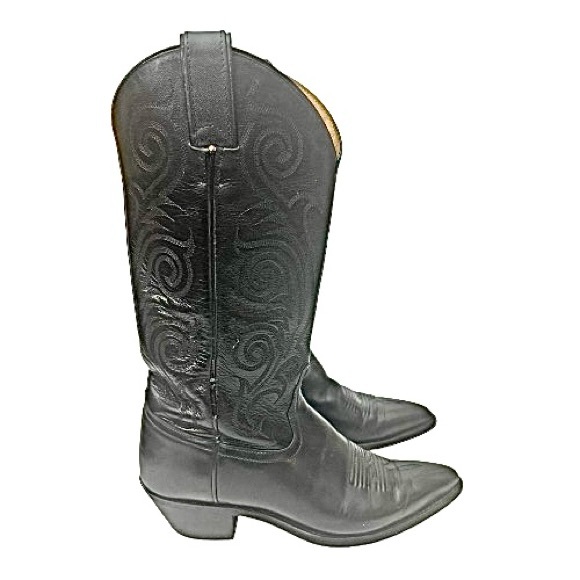 Tony Lama 1974 Women's Size 7 B Shoes Black Leather Roper Western Cowboy Boots - Picture 6 of 10